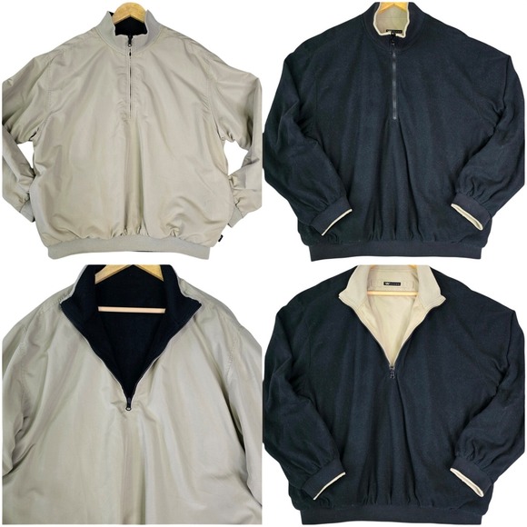 Wedge Other - Wedge Golf & Beyond Mens Size L Reversible 1/4 Zip Pullover Jacket Beige Black
